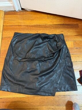 Wilfred Black Faux Leather Wrap-Style Mini Skirt